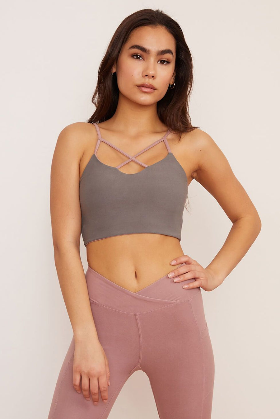 Wolven Bra Salt Crisscross Four-Way Top